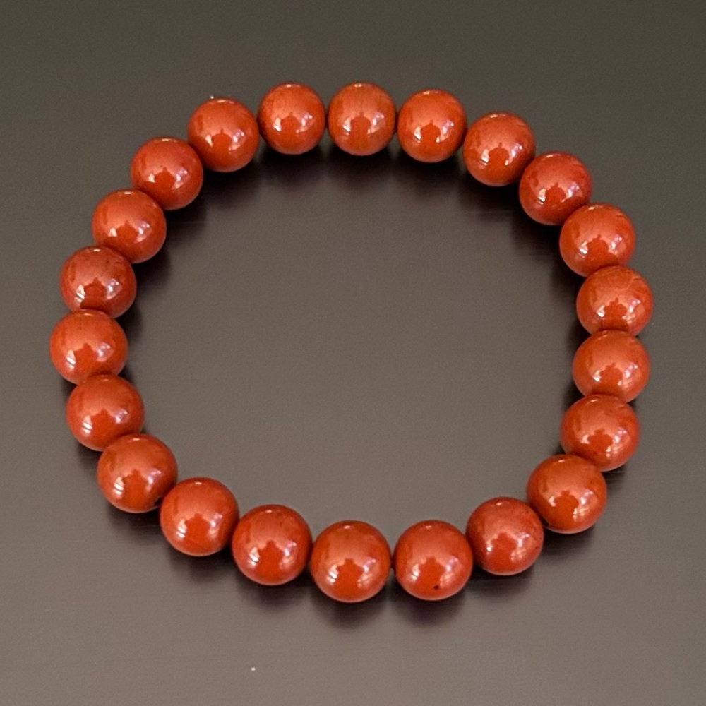 Natural Crystal Red Jasper 8mm Gemstone Stretch Bracelet 7”